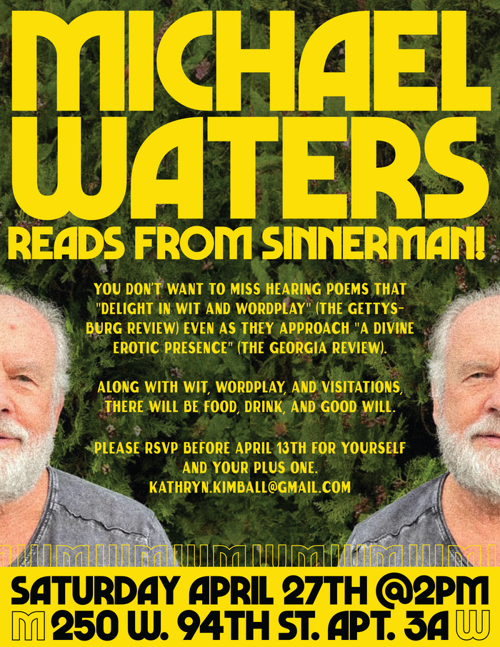 Michael Waters poetry reading poster