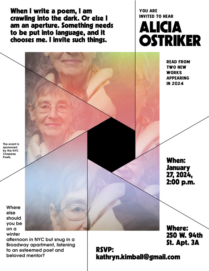Alicia Ostriker poetry reading poster