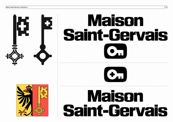 Detail from the style guide, with the key-related elements derived from the Geneva flag