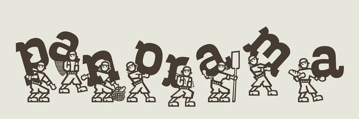 The Panorama mascot plays with the letters