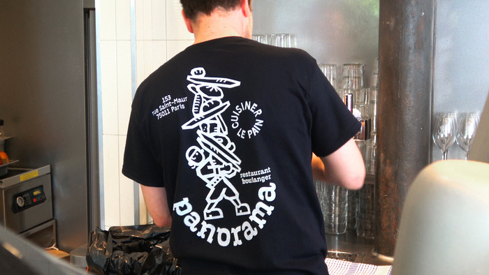 Screen-printed t-shirt for staff.