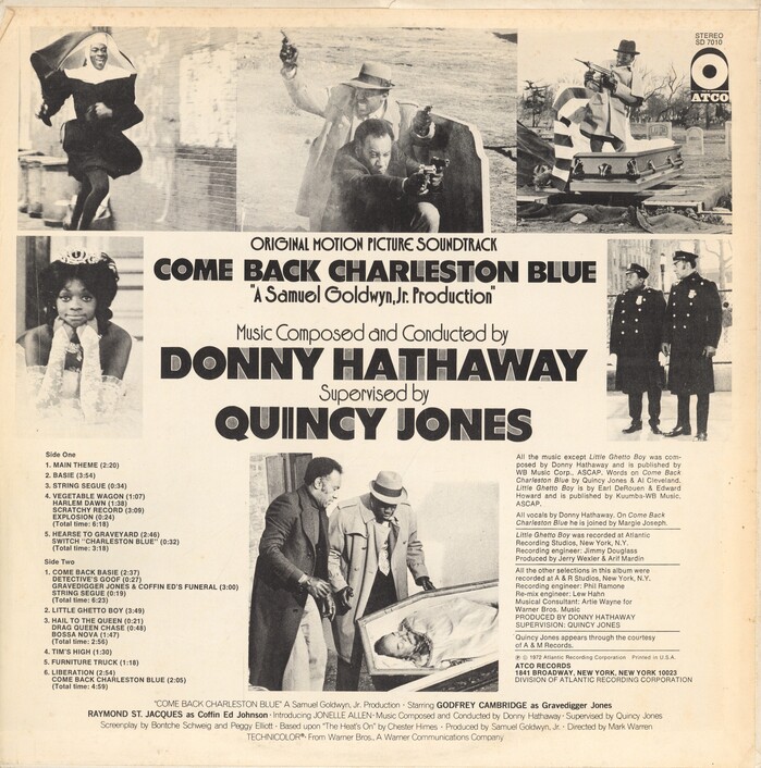 Track list and credit block on the back of the album cover are set in two weights of . The credits at the bottom were carried over from the poster and combine  Light [edit: Monotype Grotesque Light 216, see comments] with  Bold.