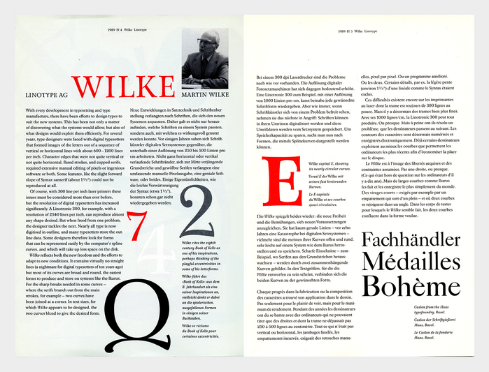 26 Letters / Lettern / Lettres, March 1989: Wilke Antiqua 2