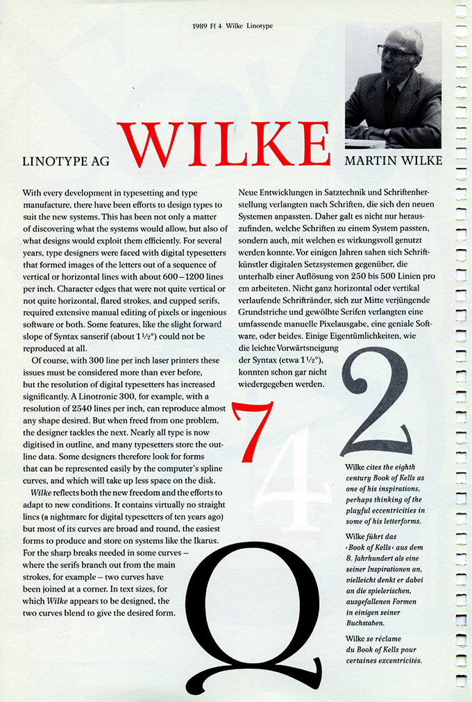 26 Letters / Lettern / Lettres, March 1989: Wilke Antiqua 4