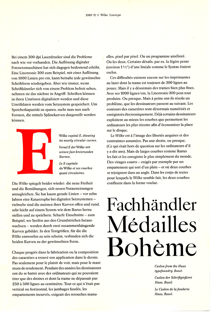 26 Letters / Lettern / Lettres, March 1989: Wilke Antiqua 5
