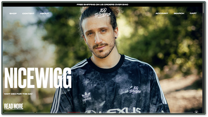 100 Thieves landing page