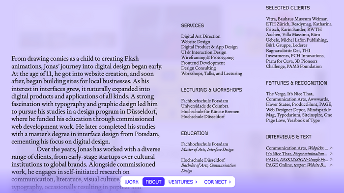 Jonas Pelzer portfolio website 3