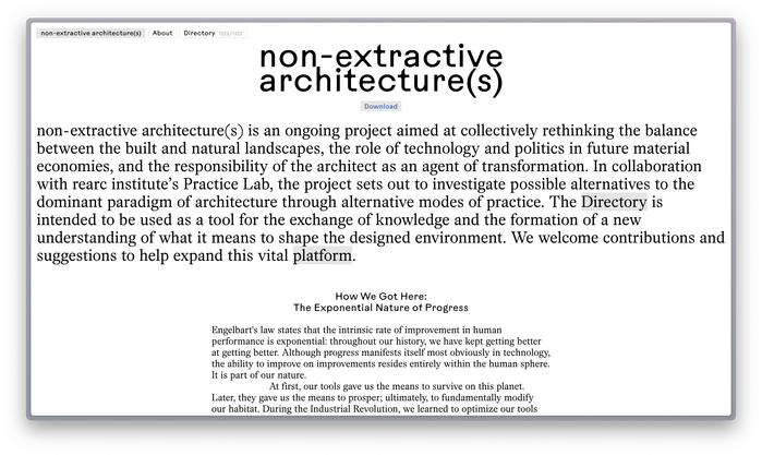 Non-Extractive Architecture(s) website 2