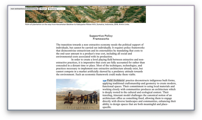 Non-Extractive Architecture(s) website 8