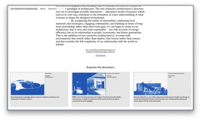 Non-Extractive Architecture(s) website 9
