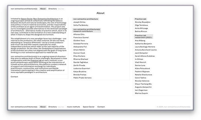 Non-Extractive Architecture(s) website 11