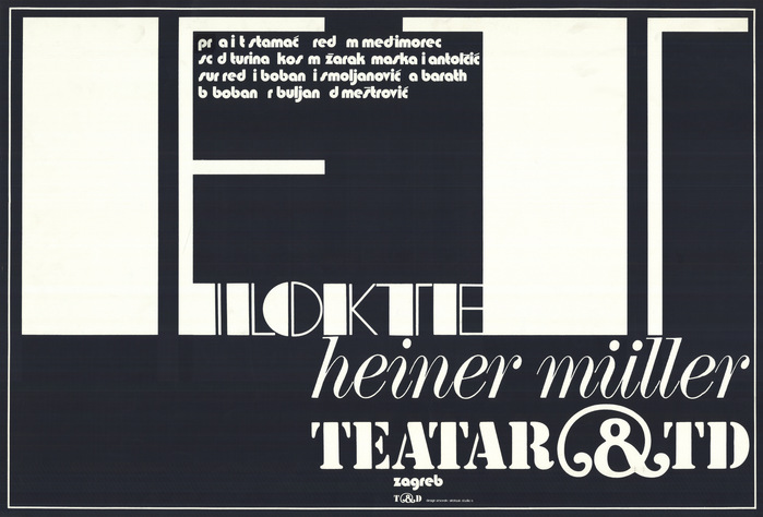 Heiner Müller – Filoktet (Philoktet, 1965), 1972. The title uses , with giant . The playwright’s name is in lowercase Torino Italic.
