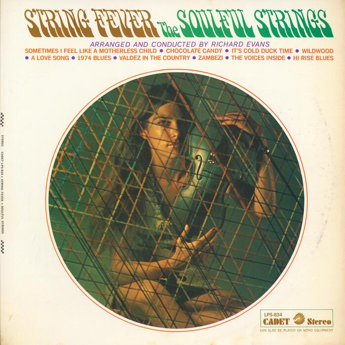 String Fever, Cadet LPS-834, 1969. Photography by Jerry Griffith. [More info on Discogs] The second line (in purple) is in Mercator Cursief, the italic style of . Amsterdam Continental integrated this typeface into the Standard series – the export name of  – and sold it in the US as Standard Italic. See this post on FontID.co for more information.