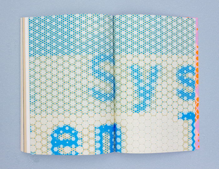 Inside the book Marjoree Hex is used on section divider pages.