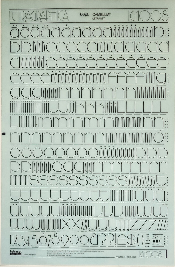 A Letragraphica sheet with 60pt Camellia comprises six k&rsquo;s &ndash; three wide and three narrow ones.