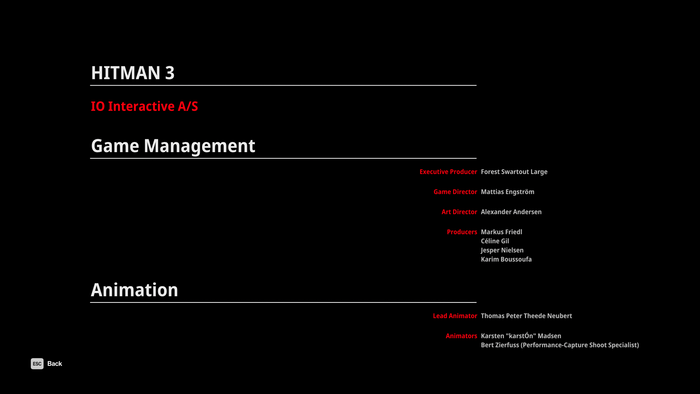 Even in the credits IO Interactive gives it some distinct flair. Noto Sans is used here as well.