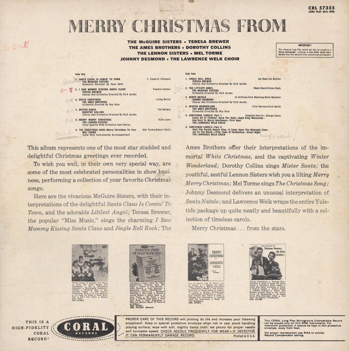 Merry Christmas from Coral Records album art 3