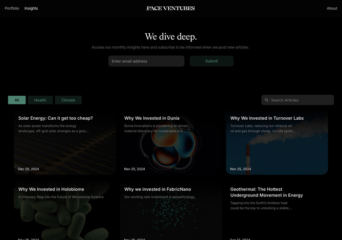 Pace Ventures website 5