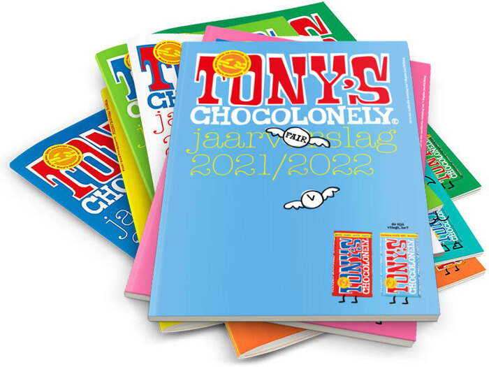 Cover of the Tony’s Chocolonely annual report 2021/2022