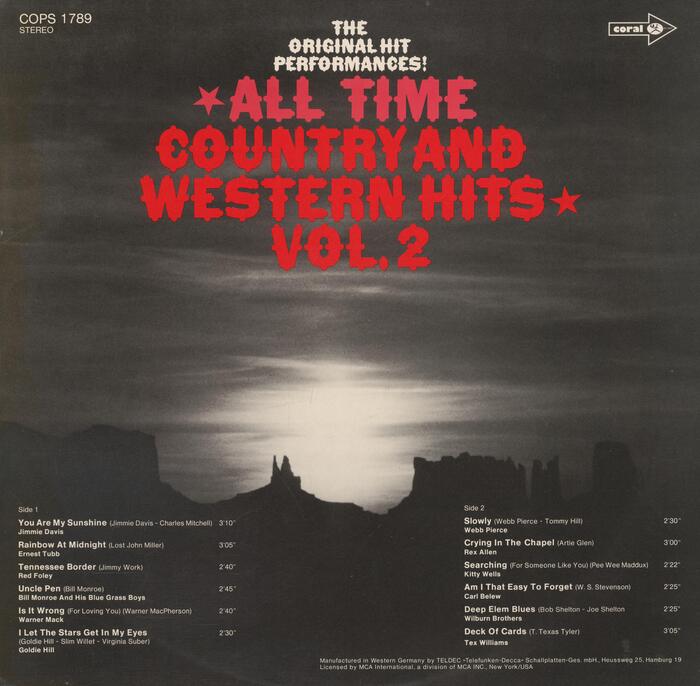 All Time Country and Western Hits Vol. 2 album art 2