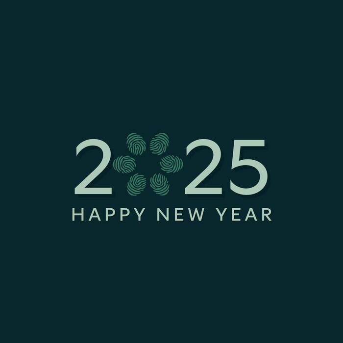 Gamay’s numerals together with the fingerprints from the logo, for a Happy New Year post