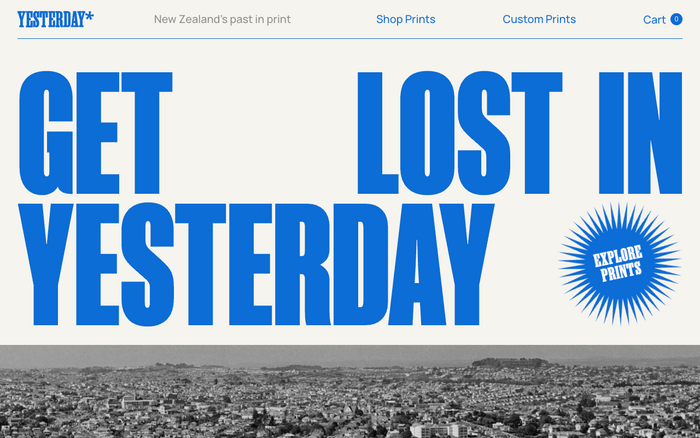 Homepage. See ystrdy.nz for image attributions.