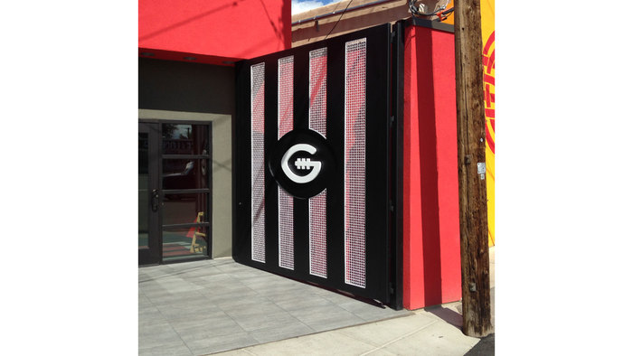 The 9'x10' entry screen combines the referee stripes and the stand-alone ‘G’, which is the tertiary branding element.