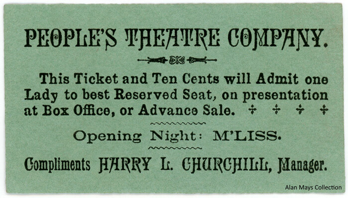 M’Liss opening night lady ticket, People’s Theatre Company