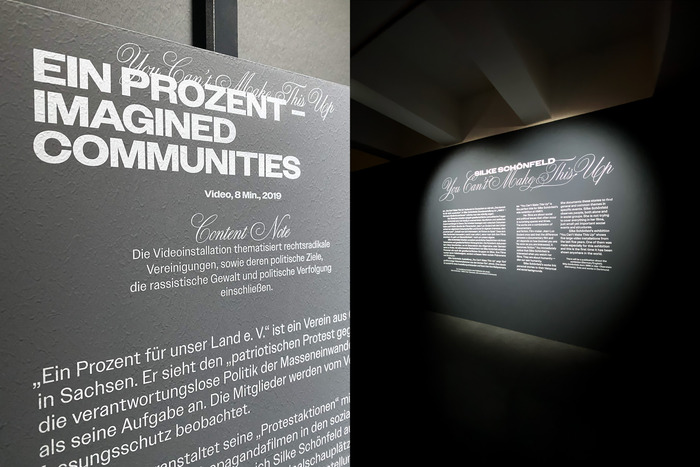 Exhibition view and signage