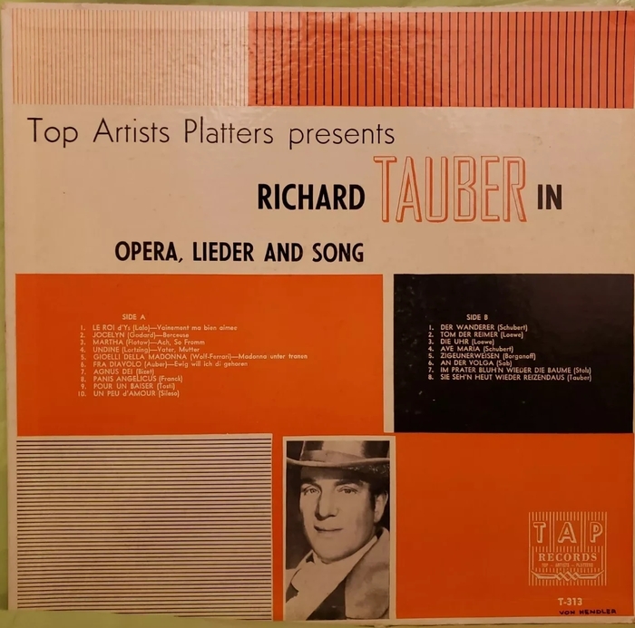 Richard Tauber in Opera, Lieder and Song album art