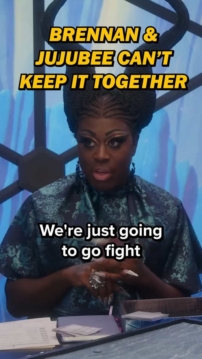 A clip from Dimension 20: Dungeons &amp; Drag Queens, Season 2. Header text set in ITC Franklin Gothic, the caption quoting Bob the Drag Queen uses Proxima Nova.