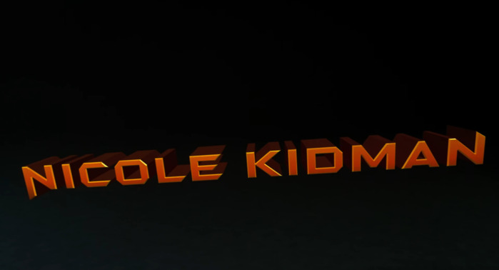 The actors’ names move towards the camera in 3D