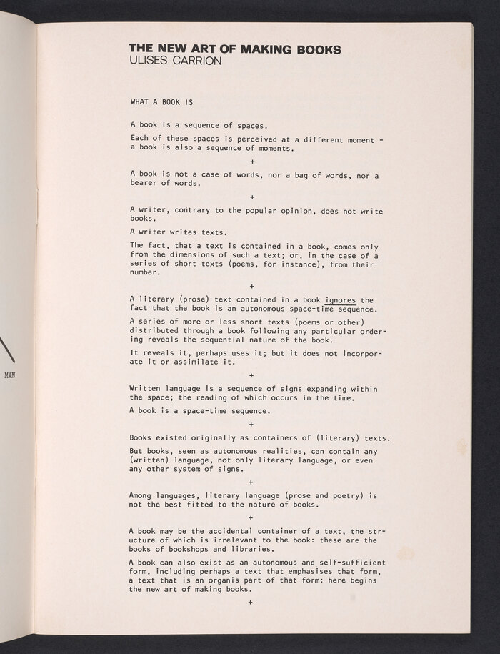 “The New Art of Making Books” by Ulisses Carrión in Kontexts magazine 1
