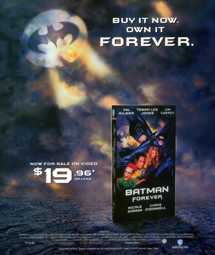 Home video ad. The credits squeezed caps from . The line at the bottom shows the normal proportions.