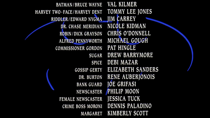 End credits, using 