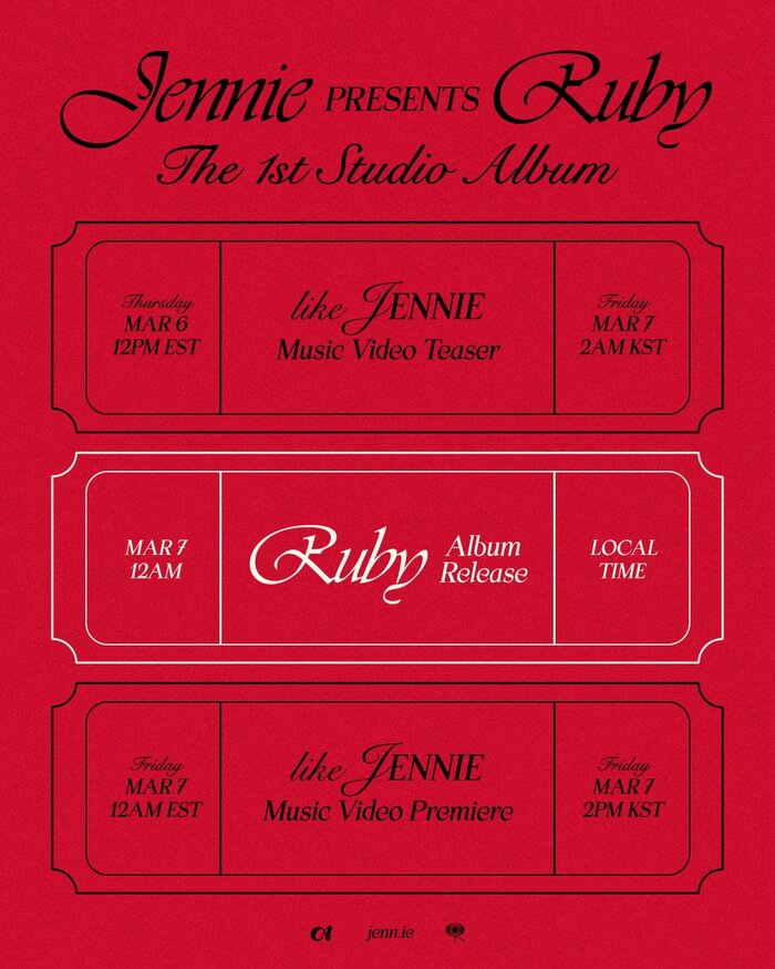 Ruby album roll-out schedule