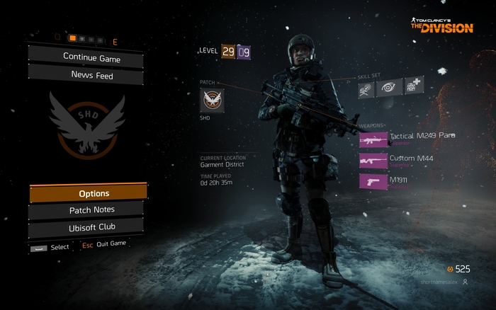 Main menu