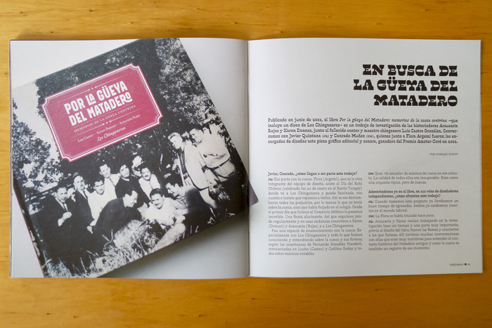 This issue includes an interview about the design of the book Por la Güeya del Matadero, published in 2011, in which early versions of Mazúrquica and Berenjena fonts were used.