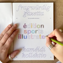 <span><span><cite>fragwürdig gazetta</cite>, “édition sports illustrated” by </span></span>kaméidi kollektiv