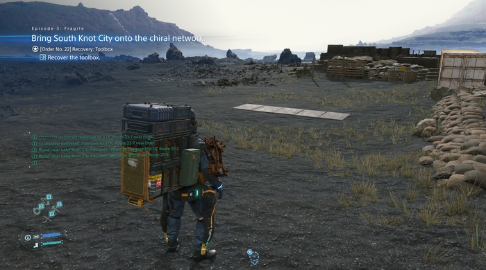 A typical scene in Death Stranding