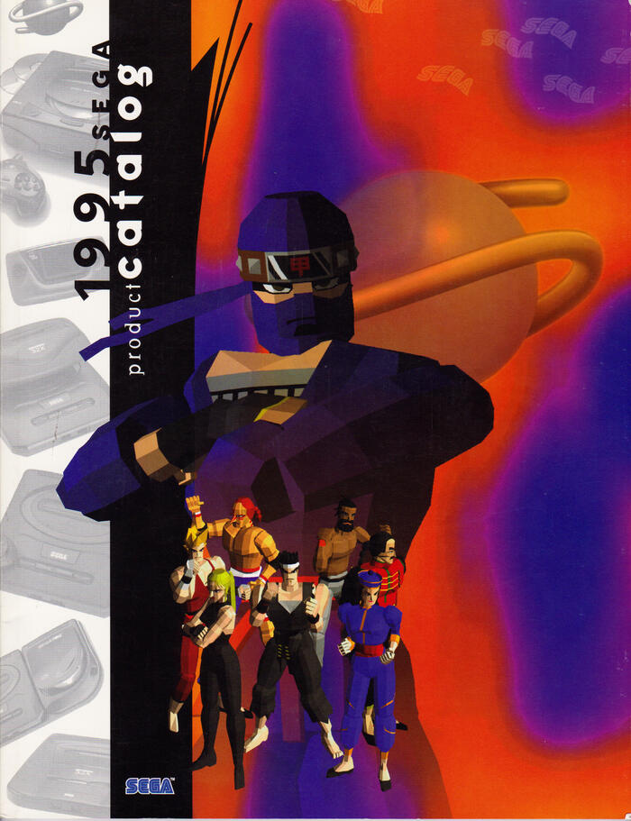 Front cover. “1995” is in , “SEGA” and “catalog” are in , and&nbsp;“product” is in .