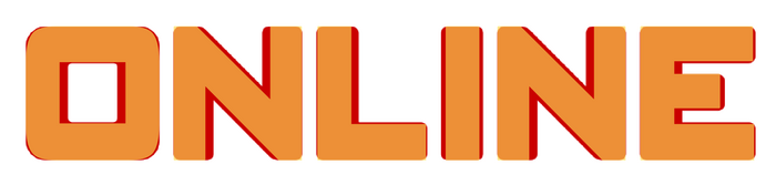 The thickened Bank Gothic font on top of “ONLINE”