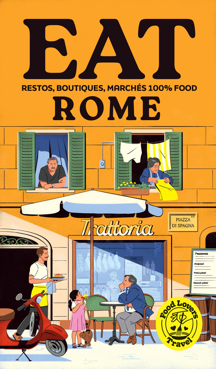 Eat Rome ft.  (“Trattoria”) and  (menu board)