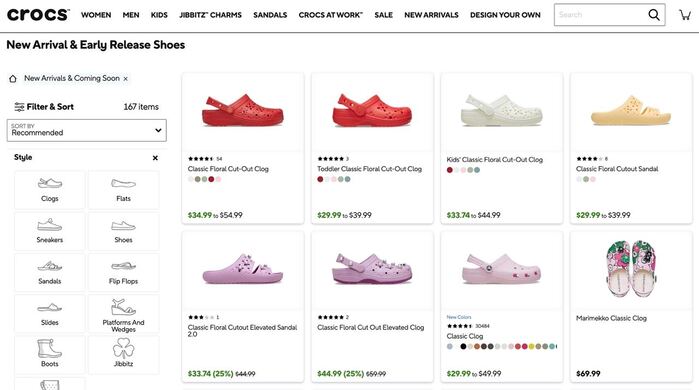 Crocs website 6