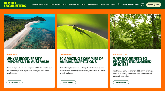 Reptile Encounters website 2