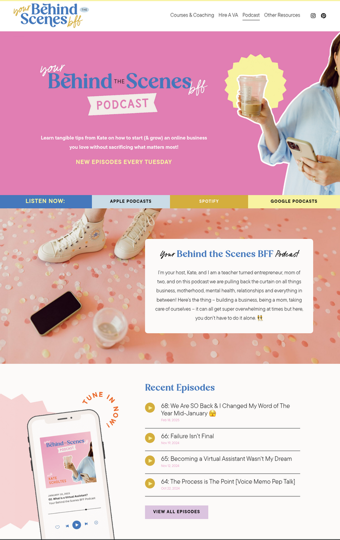Your Behind the Scenes BFF website 2