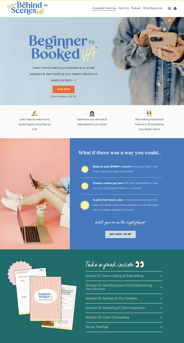 Your Behind the Scenes BFF website 3