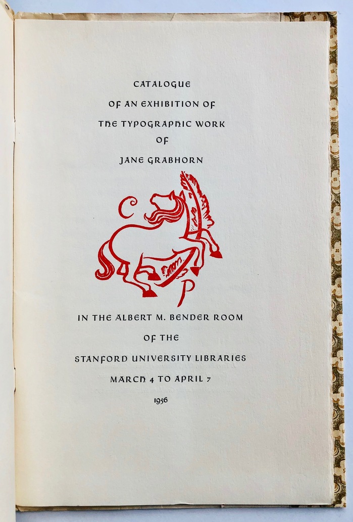 Catalogue of an Exhibition of the Typographic Work of Jane Grabhorn 2