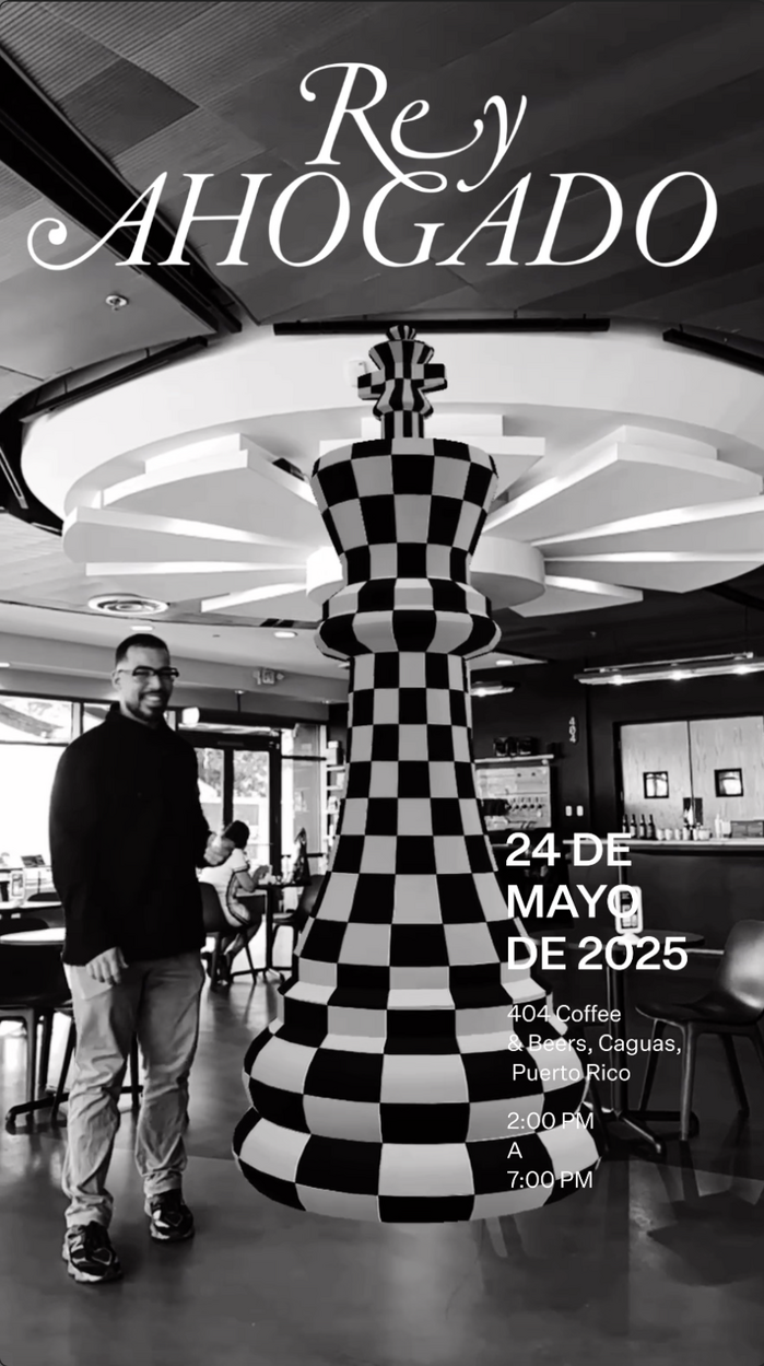 A giant King piece in augmented reality, created in Adobe Aero for an Instagram reel