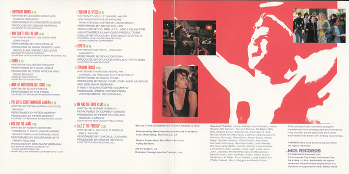 Soundtrack album insert (interior)